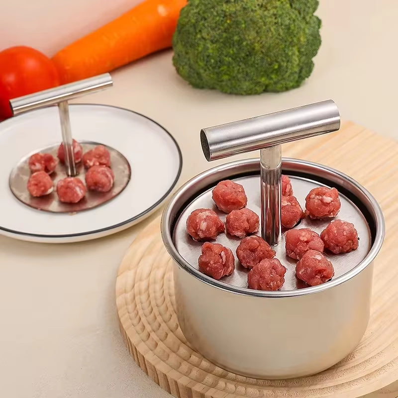 Press Type Stainless Steel Meatball Maker Anti-Stick Kitchen Meatball Squeezer Rotary Press Prawn Slipper Meatball Grinder
