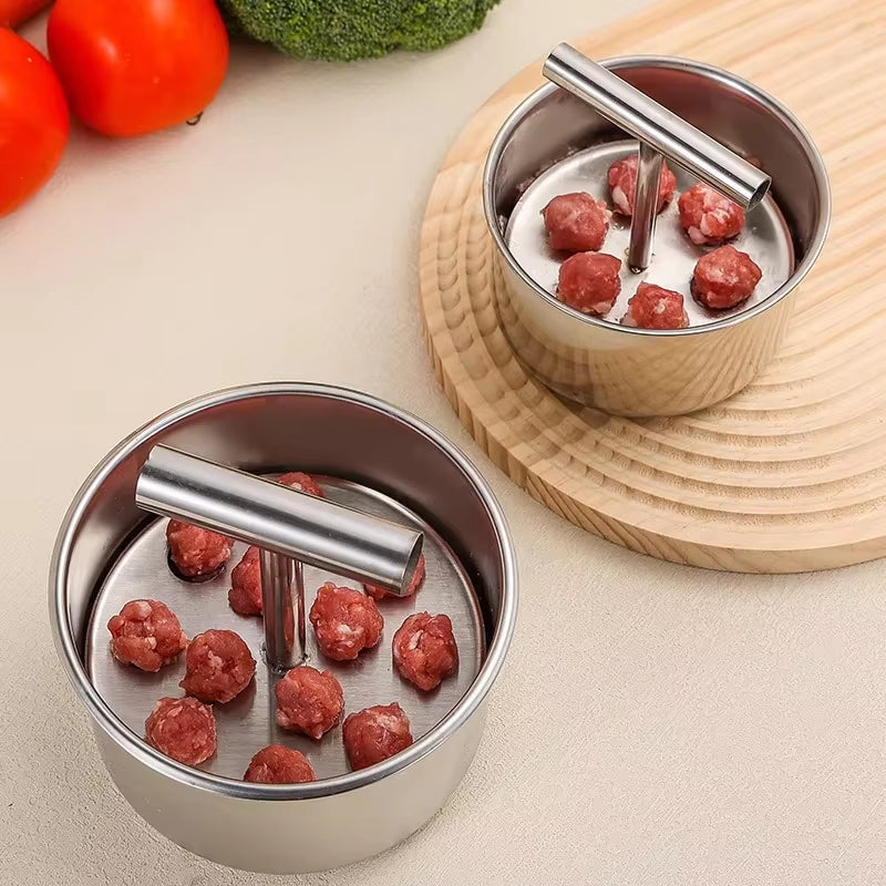 Press Type Stainless Steel Meatball Maker Anti-Stick Kitchen Meatball Squeezer Rotary Press Prawn Slipper Meatball Grinder