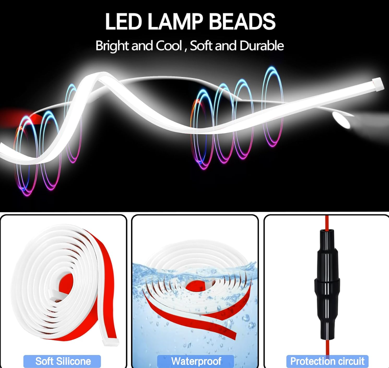 شريط إضاءة ديناميكي للغطاء الأمامي للسيارة LED