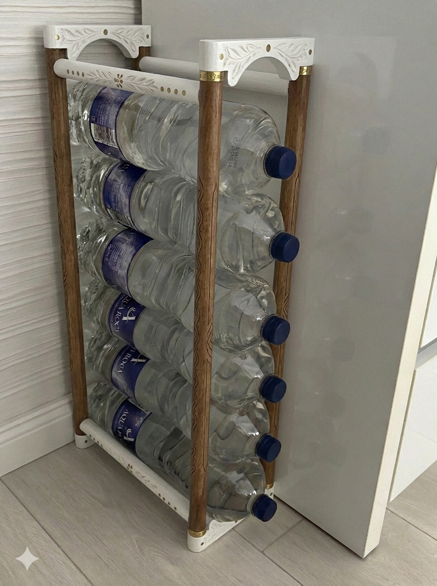 decorated منظّم قراعي تع الماء – حامل قنينات موفّر للمساحة