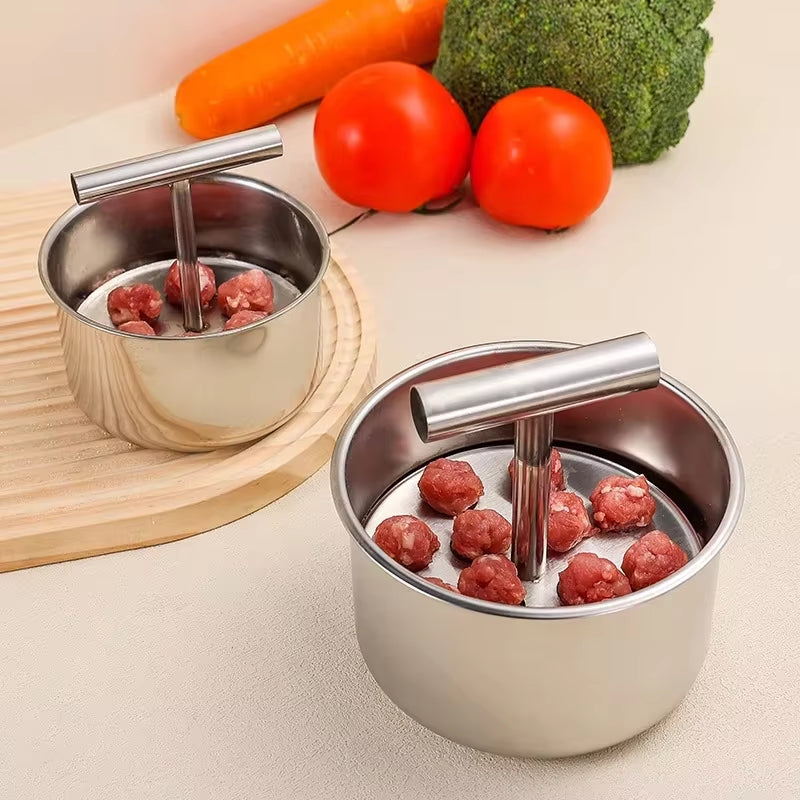 Press Type Stainless Steel Meatball Maker Anti-Stick Kitchen Meatball Squeezer Rotary Press Prawn Slipper Meatball Grinder