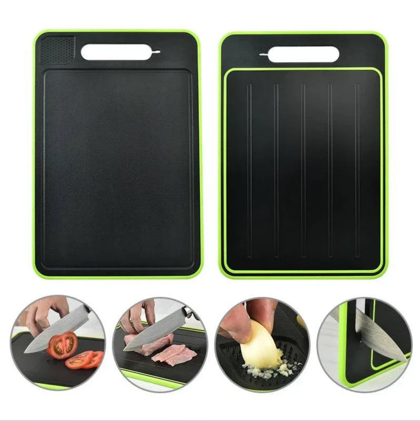 لوح إذابة سريعة للدجاج و اللحوم المتجدة+ تقطيع الخضر و الفواكه + جهة خاصة ترابي فيها الثوم + تمضي المواس