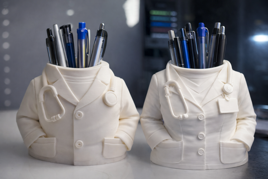 حامل أقلام على شكل معطف طبيب – منظم مكتب طبي 🩺🖊️