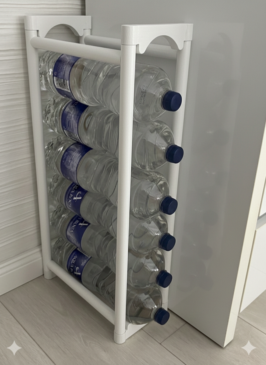 white منظّم قراعي  تع الماء – حامل قنينات موفّر للمساحة